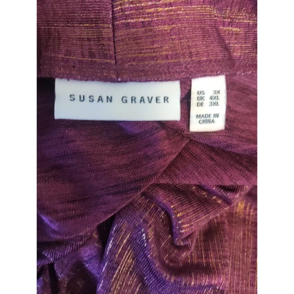 susan graver Wine Foil Liquid Knit Cardigan Camisole 2 Piece Set Size 3X - Picture 6 of 8